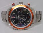 Replica Omega Planet Ocean Seamaster Watch - Orange Bezel SS Chronograph Dial